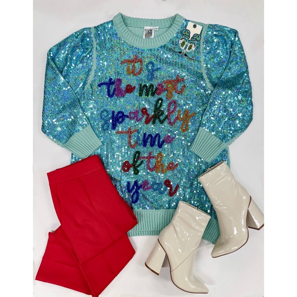 Queen of Sparkles | Sparkly Aqua Dress. - Picture 4 of 5